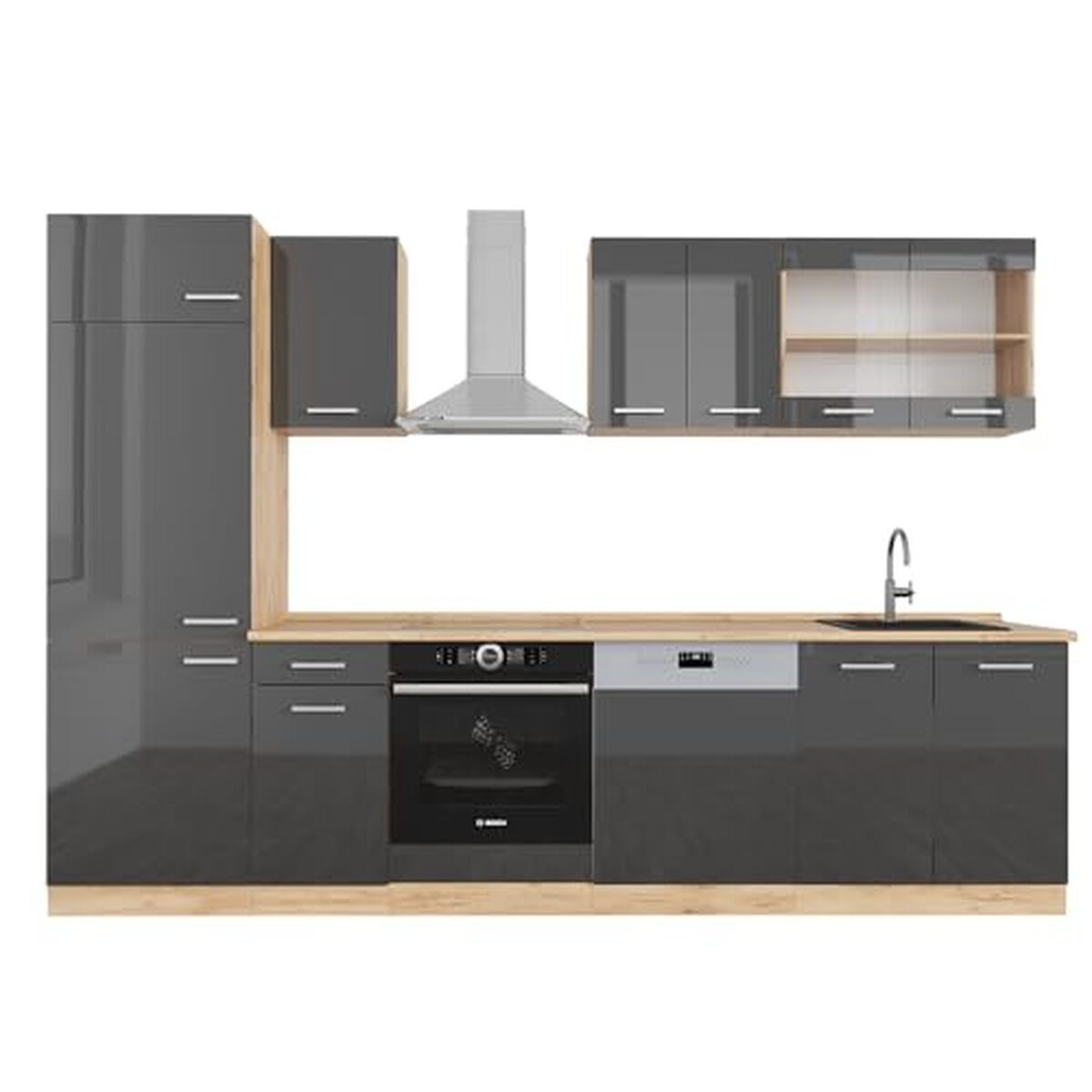 Test Vicco R-Line : cuisine fonctionnelle en anthracite et chêne doré